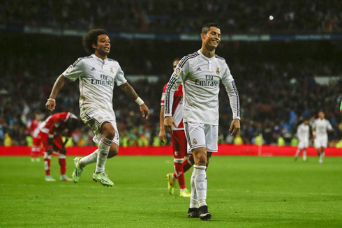 Cristiano Ronaldo interesting reaction, right after scoring Real Madrid's last goal in a 5-1 victory against Rayo Vallecano