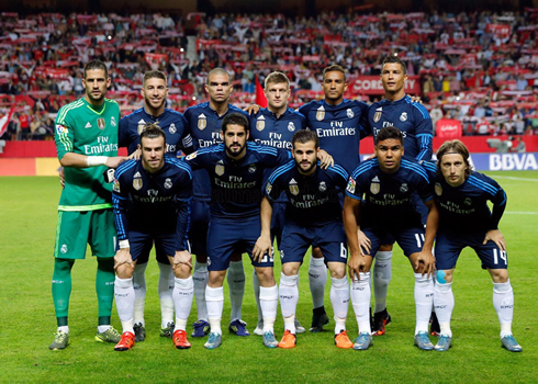 Real Madrid starting eleven against Sevilla, in La Liga 2015-2016