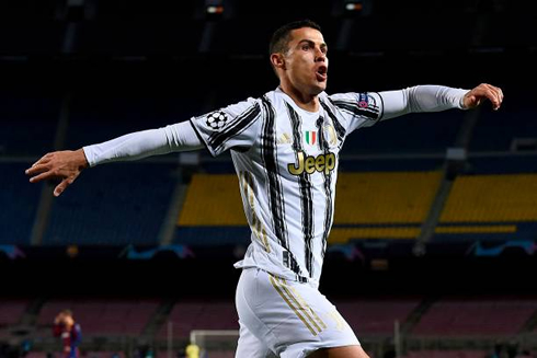 Cristiano Ronaldo celebrating Juventus goal at the Camp Nou