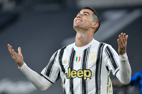 Cristiano Ronaldo happy after securing another Coppa Italia final with Juventus