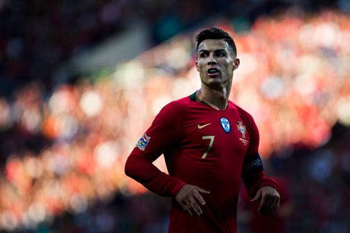 Cristiano Ronaldo wearing the Portuguese number 7 shirt in the UEFA Nations League final in 2019