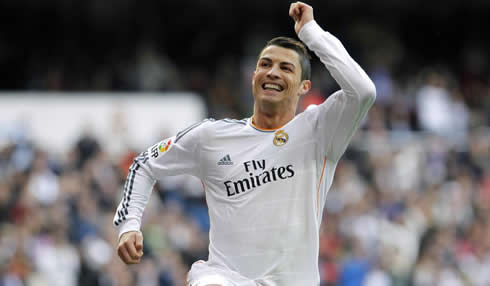 Cristiano Ronaldo joyful celebration after scoring for Real Madrid