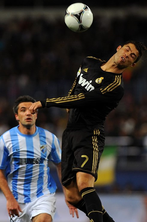 Cristiano Ronaldo being hit with a ball on his face in Real Madrid 2011-2012