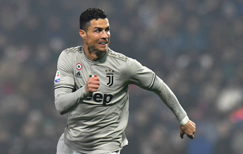 Cristiano Ronaldo making a big effort in a Juventus game in the Serie A