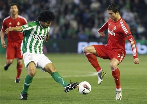 Cristiano Ronaldo dribbling an opponent from Betis in another Real Madrid match
