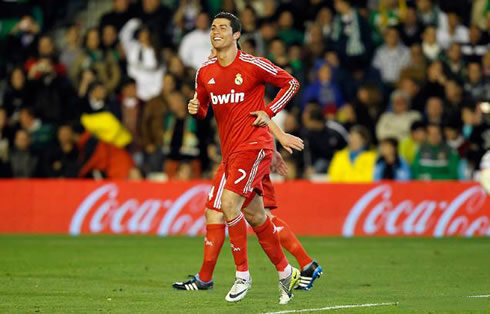 Cristiano Ronaldo with a happy face at Real Madrid in 2012