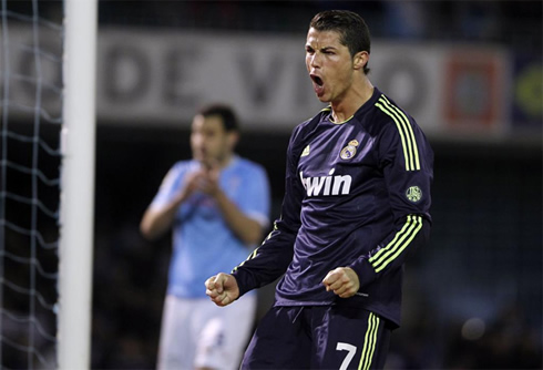 Cristiano Ronaldo reaction after scoring his goal in Celta de Vigo 1-2 Real Madrid, for La Liga 2013