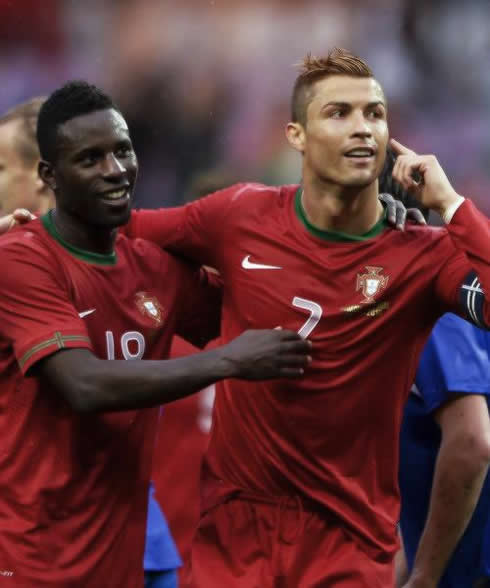 Cristiano Ronaldo pointing to his hear as he turns to the Croatian fans in Switzerland, in a friendly international in 2013