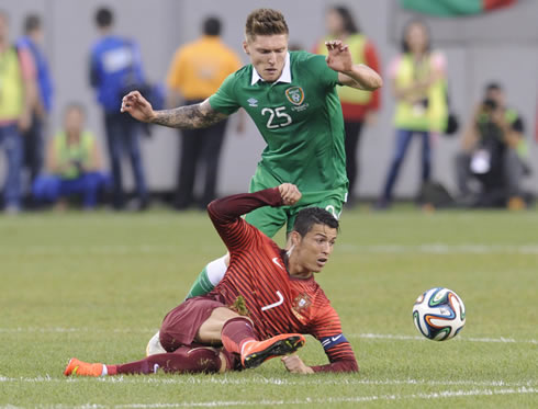 Cristiano Ronaldo sliding tackle in Portugal 5-1 Ireland, in 2014