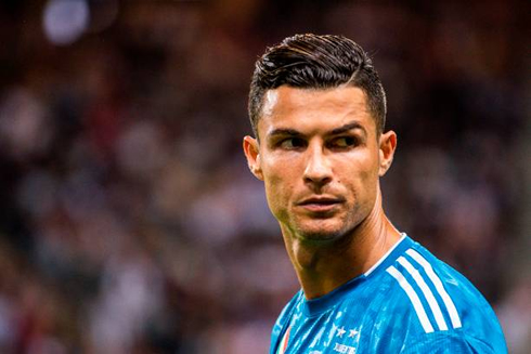 Cristiano Ronaldo looking focused and concentrated ahead of a game for Juventus