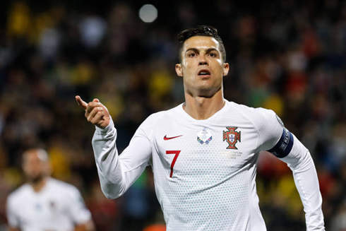 Cristiano Ronaldo celebrates his poker of goals against Lithuania