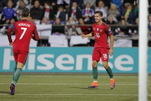 Cristiano Ronaldo joins André Silva in goal celebrations in the Portuguese National Team in 2016