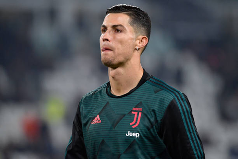 Cristiano Ronaldo warming up before Juventus takes on AC Milan