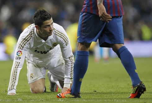 Cristiano Ronaldo on his knees against Barcelona
