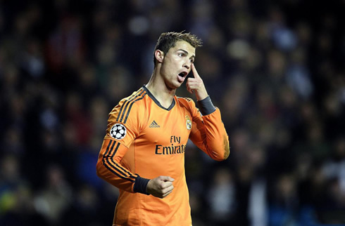 Cristiano Ronaldo touching his own eye