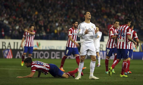 Cristiano Ronaldo desperation and frustration reaction after a goalscoring missed opportunity