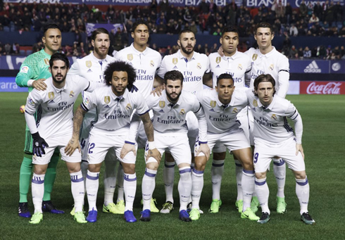 Real Madrid starting lineup in their league game in Pamplona, against Osasuna in 2017