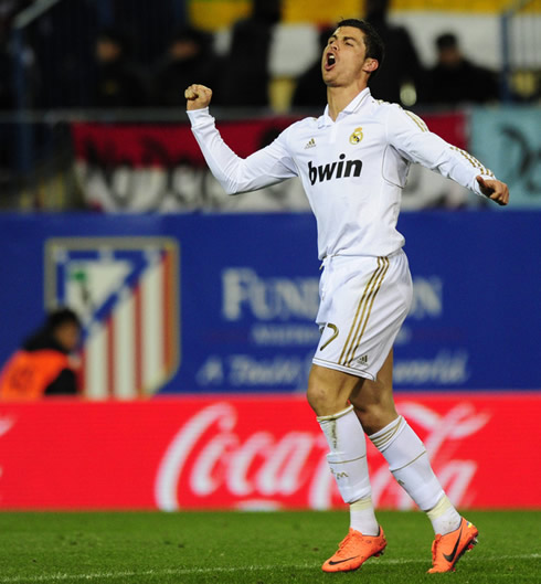 Cristiano Ronaldo screams of joy as he scores another goal for Real Madrid in 2012