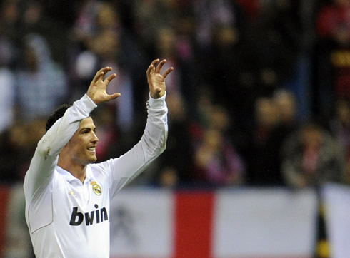 Cristiano Ronaldo doing the claw gesture celebration, which is a dedication to his son, Cristiano Ronaldo Jr.