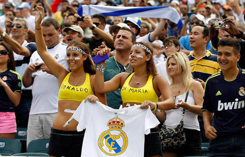 Real Madrid hot fan girls, watching a game at the United States during the club's pre-season tour in 2012-2013
