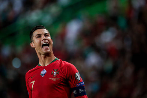 Cristiano Ronaldo shows his happiness after scoring for Portugal