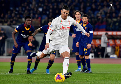 Cristiano Ronaldo scores from the penalty spot, in AS Roma 1-2 Juventus