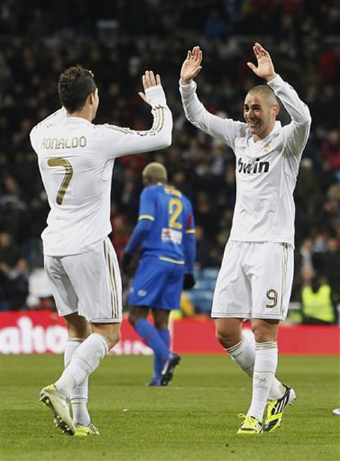 Cristiano Ronaldo and Karim Benzema celebrate another Real Madrid goal in 2012