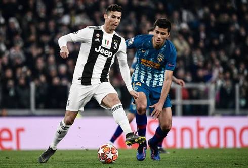 Cristiano Ronaldo playing for Juventus in a 3-0 win over Atletico Madrid