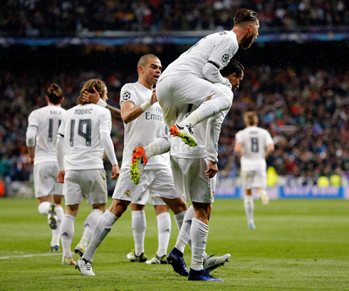 Cristiano Ronaldo carrying Sergio Ramos and Real Madrid on his back