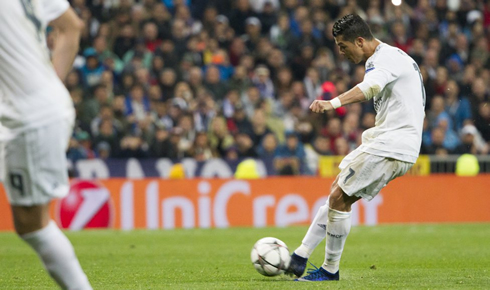 Cristiano Ronaldo scoring a Champions League hat-trick in Real Madrid 3-0 Wolfsburg, for the Champions League quarter-finals