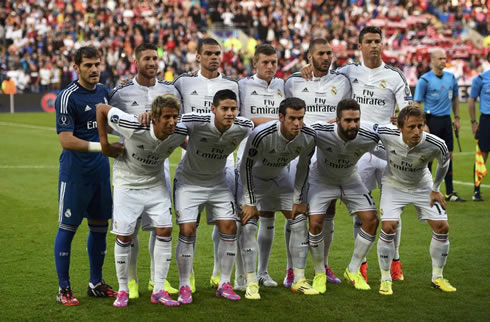 Real Madrid lineup vs Sevilla, in the UEFA Super Cup final of 2014