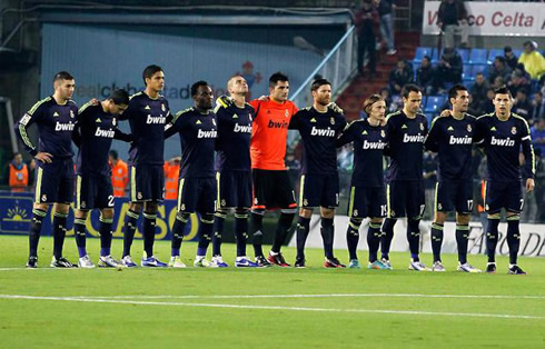 Real Madrid line-up team, in Celta de Vigo vs Real Madrid for the Copa del Rey first leg, at the last-16 stage in 2012-2013