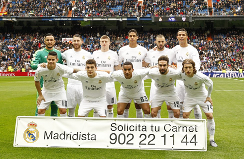 Real Madrid line-up for the home match against Athletic Bilbao, on February 13 of 2016