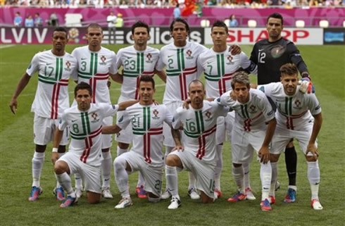 The Portuguese National Team photo, before the game against Denmark in the EURO 2012