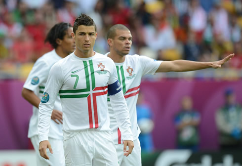 Cristiano Ronaldo looking serious and concentrated in Portugal 3-2 Denmark, at the EURO 2012