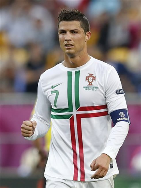 Cristiano Ronaldo happy for having won against Denmark by 3-2, in the EURO 2012 Group B second fixture