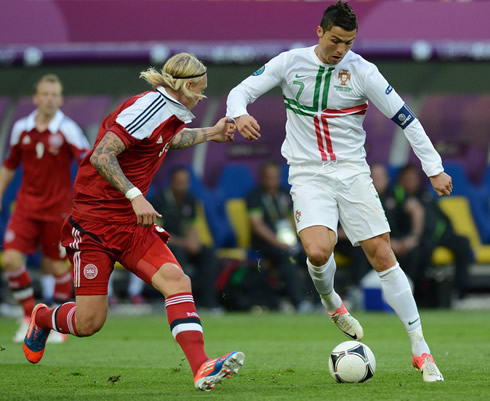 Cristiano Ronaldo dribbling trick in Portugal vs Denmark for the EURO 2012