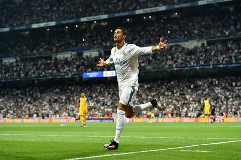 Cristiano Ronaldo scores for Real Madrid against APOEL Nicosia in 2017