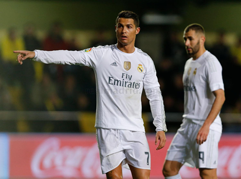 Cristiano Ronaldo passing instructions to his teammates in a league fixture for Real Madrid