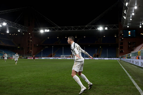 Cristiano Ronaldo celebrating Juventus goal in a 3-1 win against Genoa