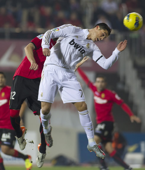 Cristiano Ronaldo heading the ball against Mallorca in 2012