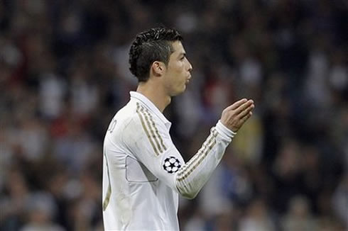 Cristiano Ronaldo whistles during a Real Madrid game