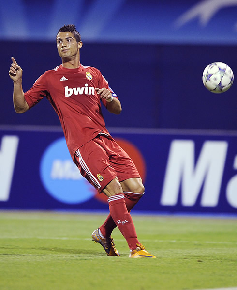 Cristiano Ronaldo saying no, using the new Real Madrid jersey 2011/12