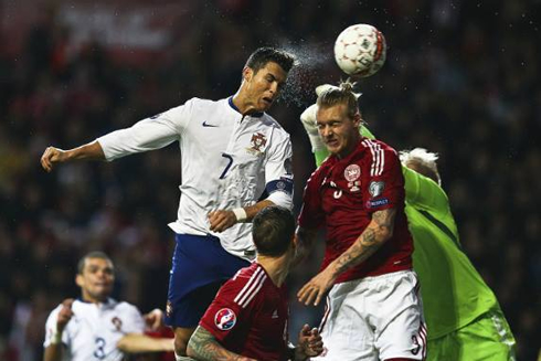 Cristiano Ronaldo header goal in Denmark 0-1 Portugal, for the EURO 2016 qualifiers