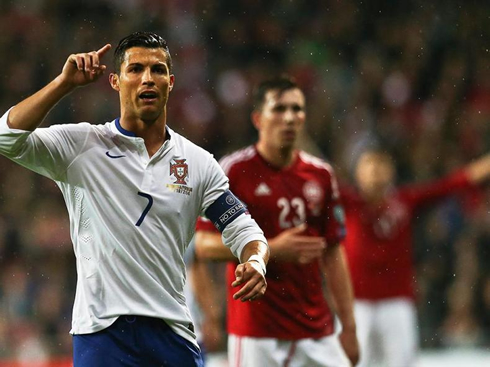 Cristiano Ronaldo calling for some attention in Denmark vs Portugal