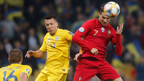 Cristiano Ronaldo header in Ukraine vs Portugal in 2019