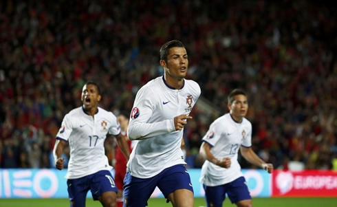 Cristiano Ronaldo moments after scoring the winning goal in Portugal 1-0 Armenia