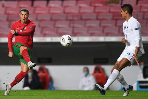 Cristiano Ronaldo powerful shot in Portugal vs France