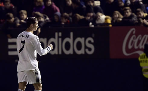 Cristiano Ronaldo celebrating his first goal against Osasuna