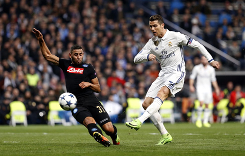 Cristiano Ronaldo left-foot shot, in Real Madrid vs Napoli